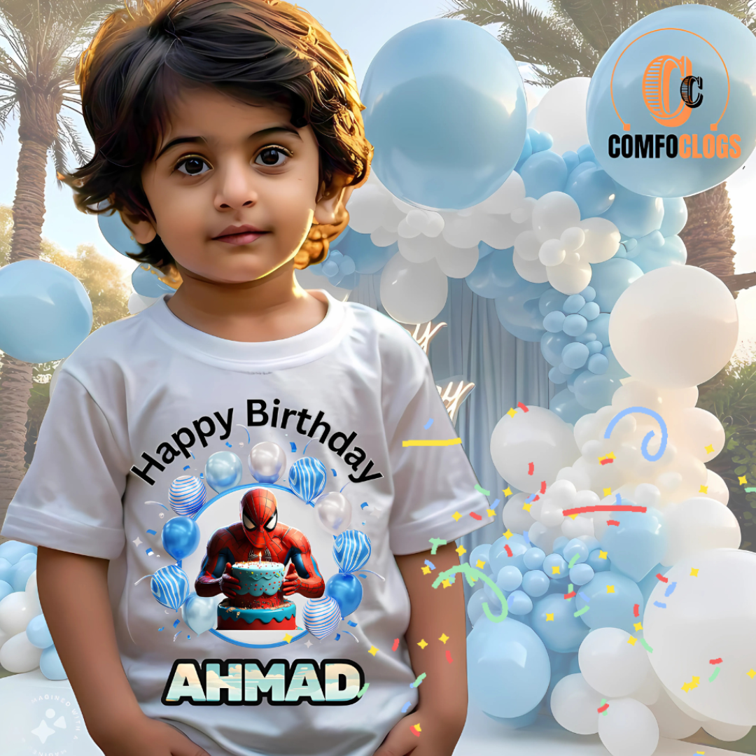 Personalized Spider-Man Birthday Kids T-Shirt (Custom Name)