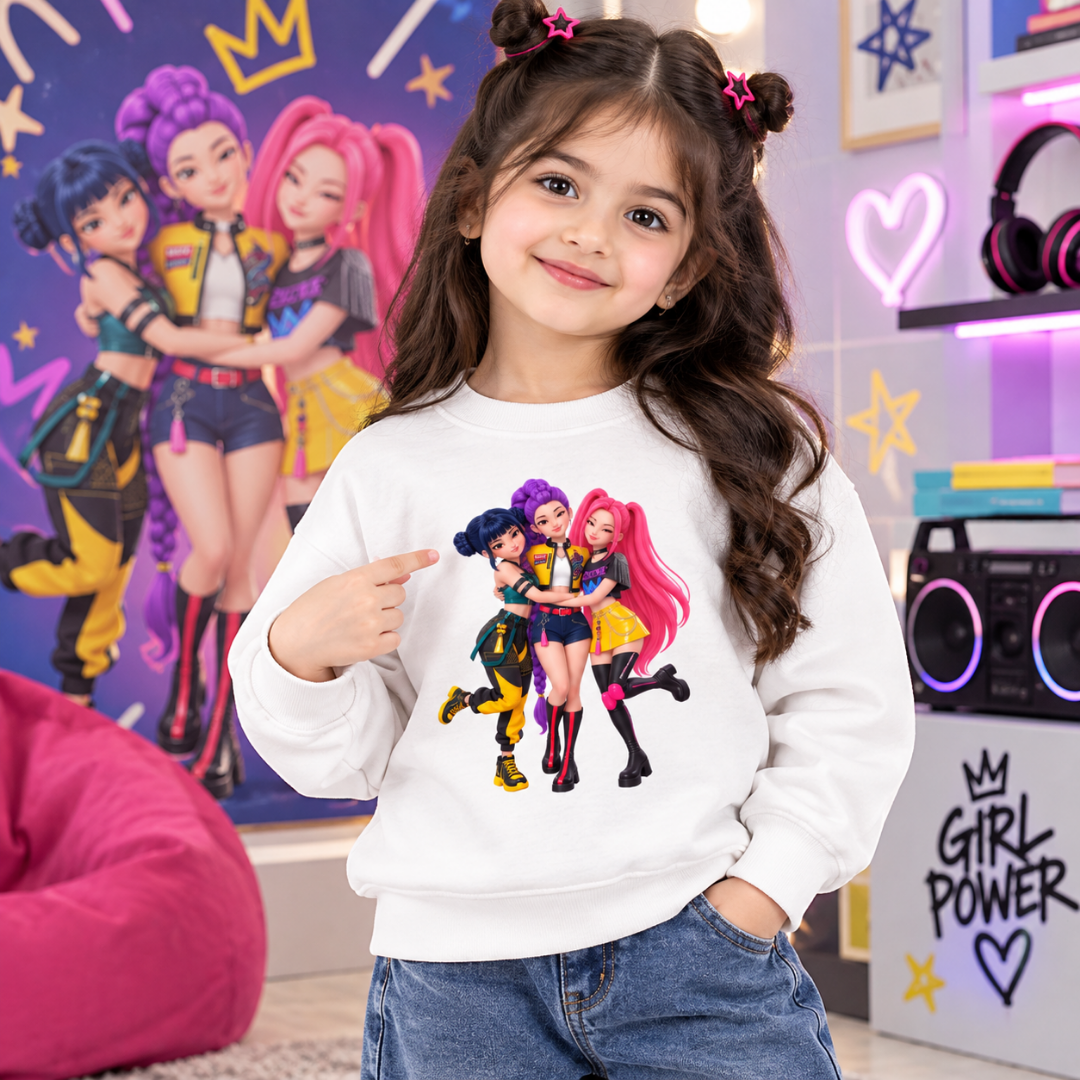 Kids White Character Trio Sweatshirt