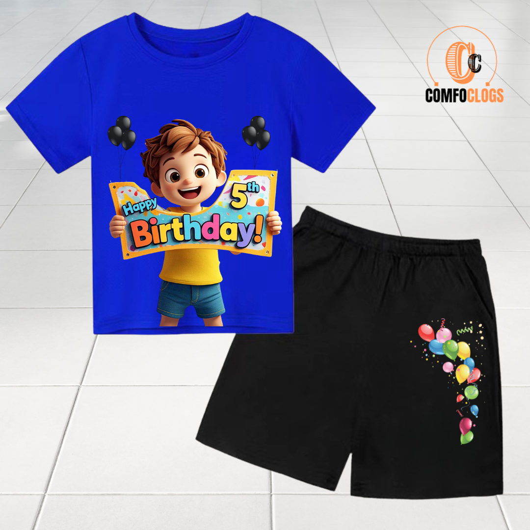 ๐๐จ๐ฆ๐๐๐ฅ๐จ๐ ๐ฌยฎ Happy ๐๐ญ๐ก Birthday Kids T-Shirt & Short Set ๐