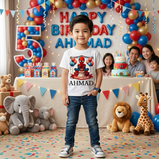 Personalized Spider-Man Birthday Kids T-Shirt (Custom Name)