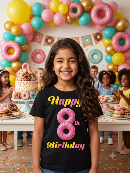 8th Birthday T-Shirt Donut theme