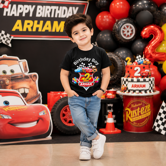 Macqeen Car Theme Birthday T-Shirt