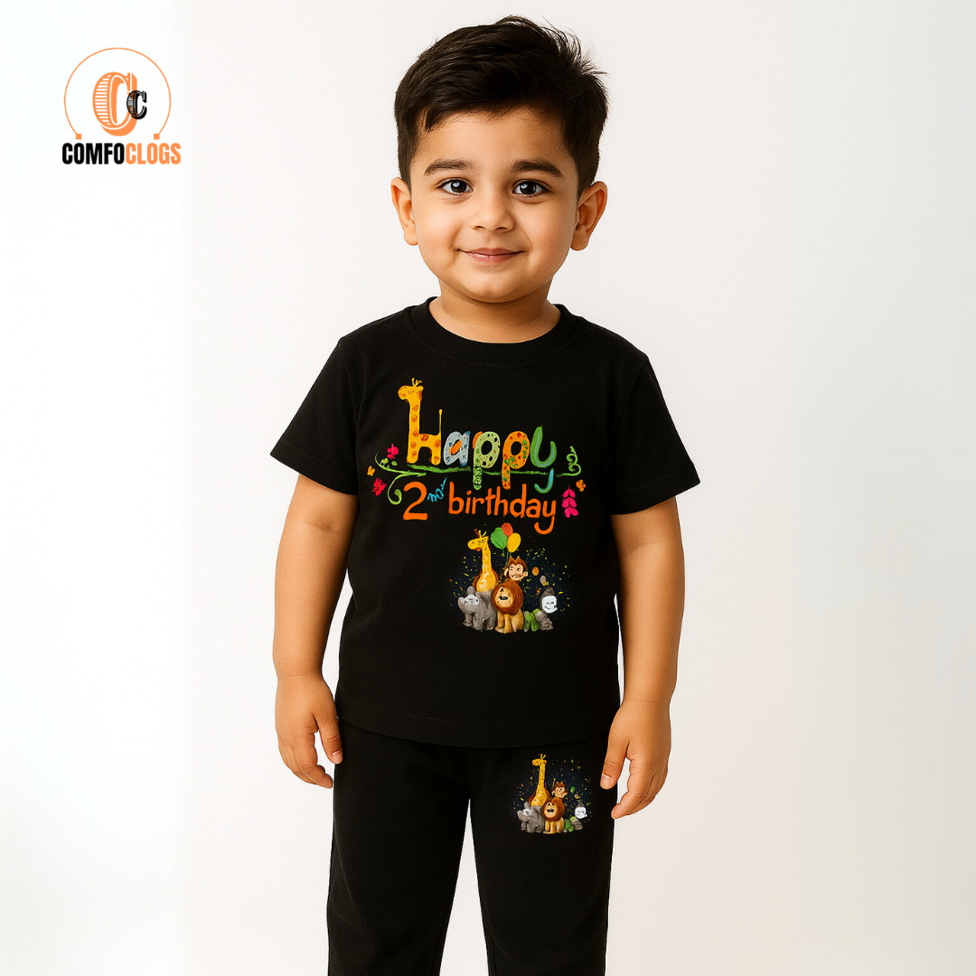 ๐๐จ๐ฆ๐๐๐ฅ๐จ๐ ๐ฌยฎHappy 2nd Birthday Animal Theme Custom Tee