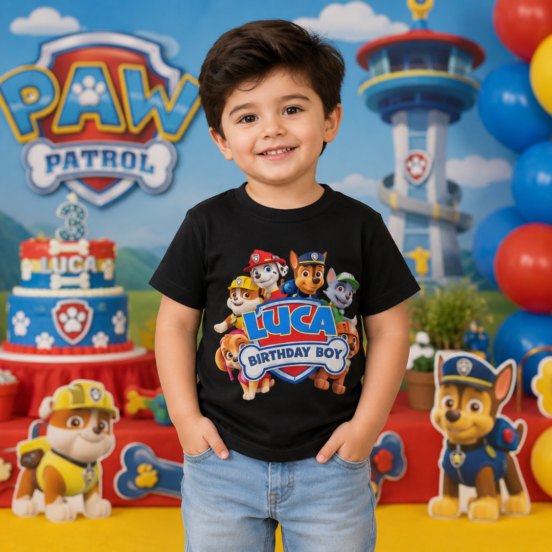 Custom Paw Patrol Birthday Boy T-Shirt for Kids