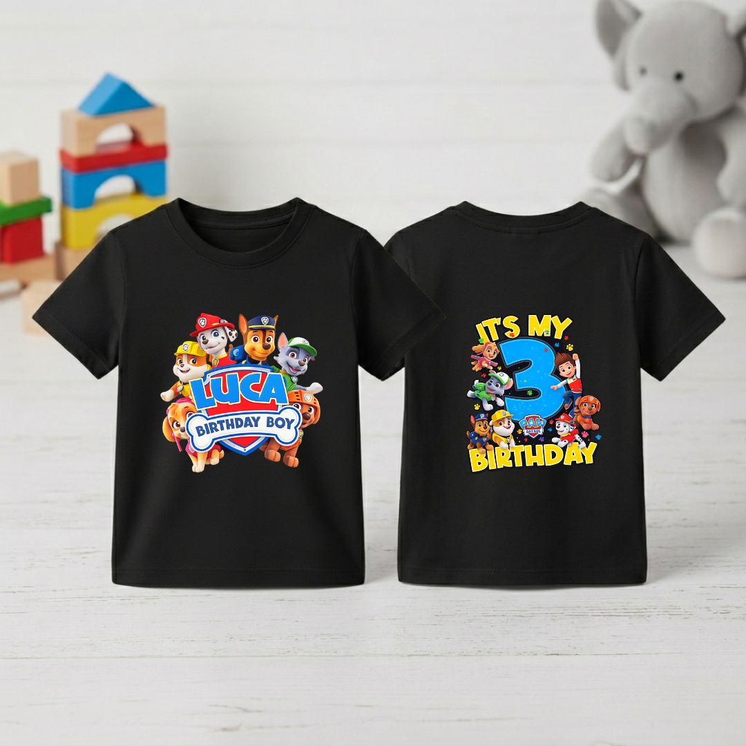Custom Paw Patrol Birthday Boy T-Shirt for Kids