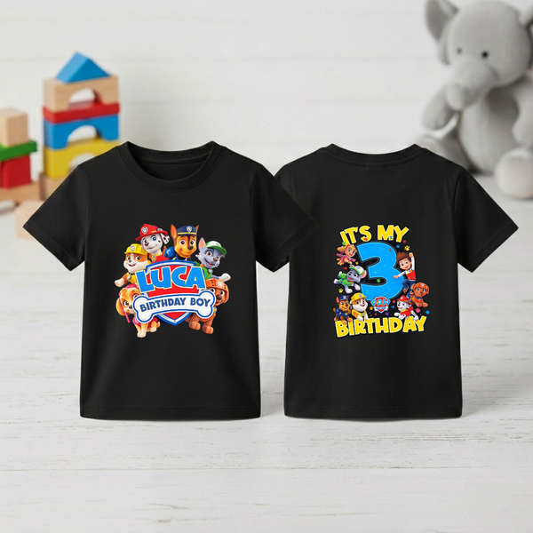 Custom Paw Patrol Birthday Boy T-Shirt for Kids