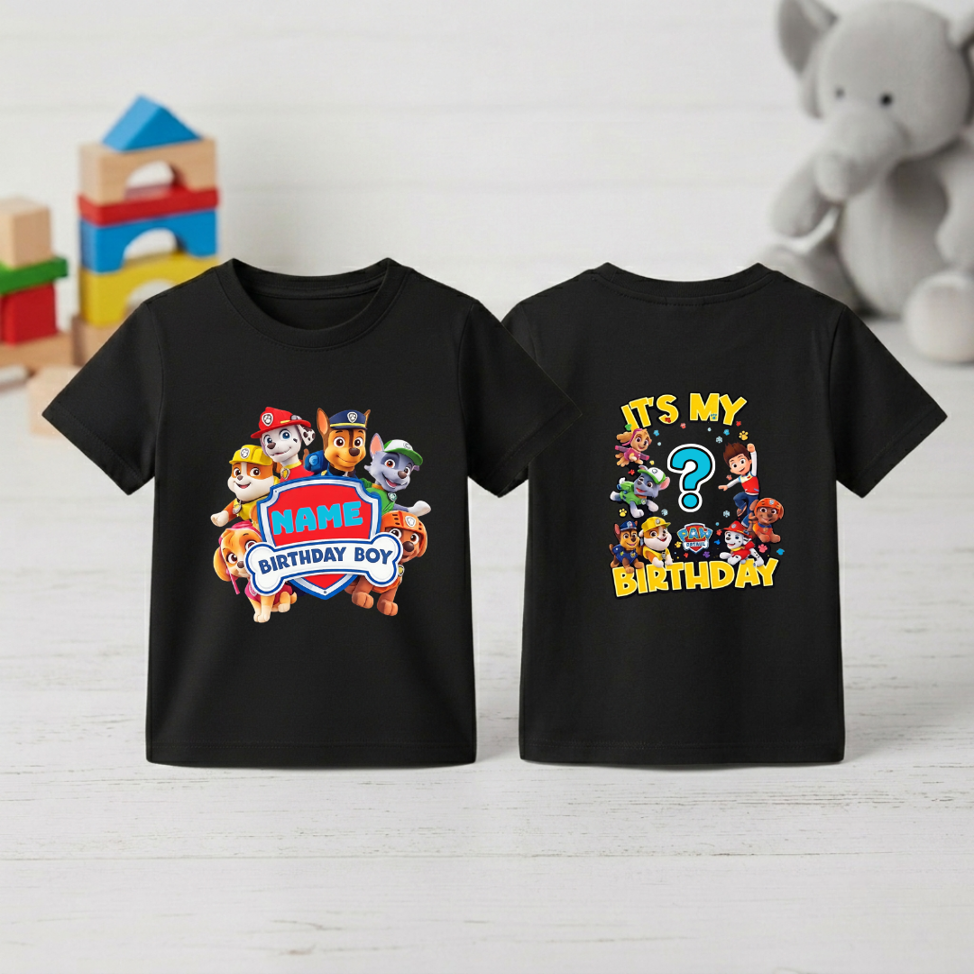 Custom Paw Patrol Birthday Boy T-Shirt for Kids
