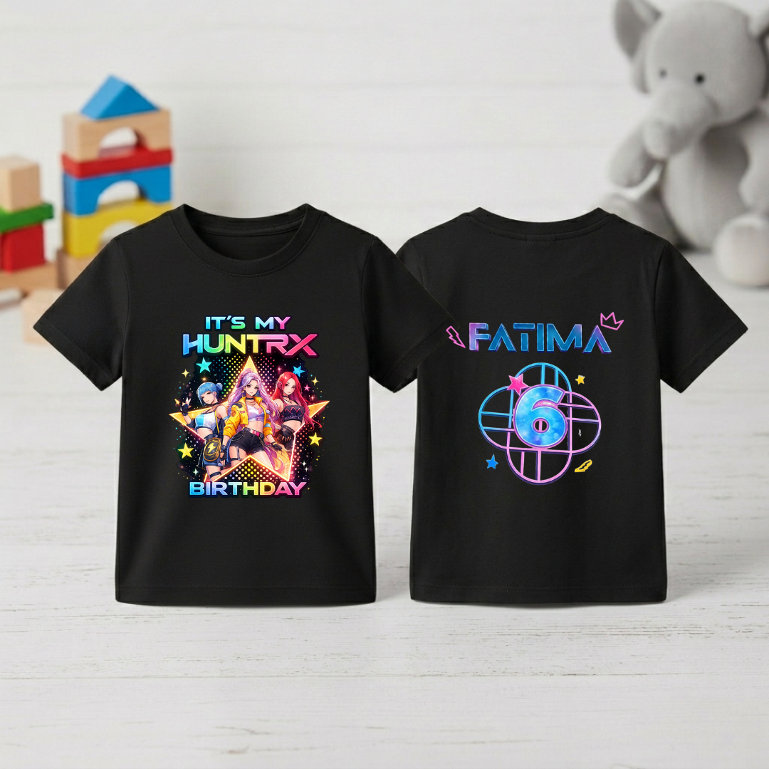 Custom Huntrix Birthday T-Shirt | Personalized Kids Birthday Tee