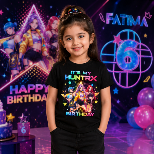 Custom Huntrix Birthday T-Shirt | Personalized Kids Birthday Tee