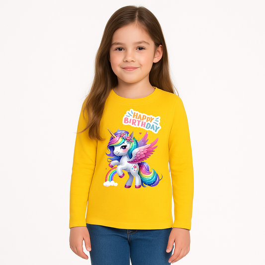 Unicorn Kids Full Sleeve Birthday T-Shirt