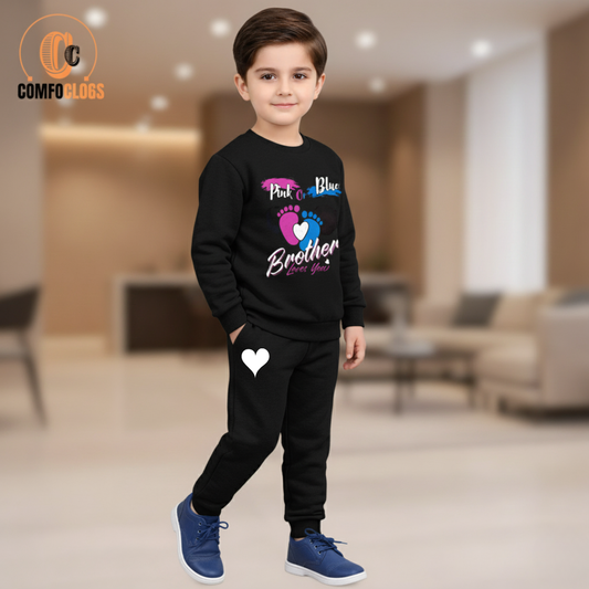 Pink or blue i love you  print  fleece tracksuit