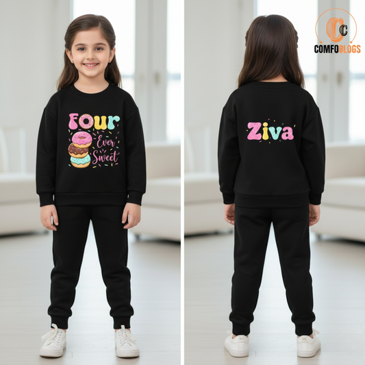 Donut print  fleece tracksuit