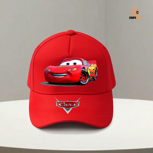Kids Lightning McQueen Red Cap | Cartoon Car Printed Baseball Cap for Boys