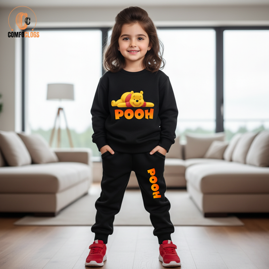 pooh print  fleece tracksuit