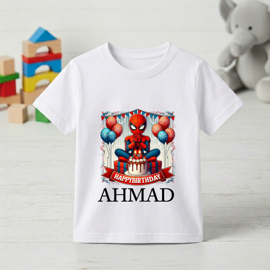 Personalized Spider-Man Birthday Kids T-Shirt (Custom Name)