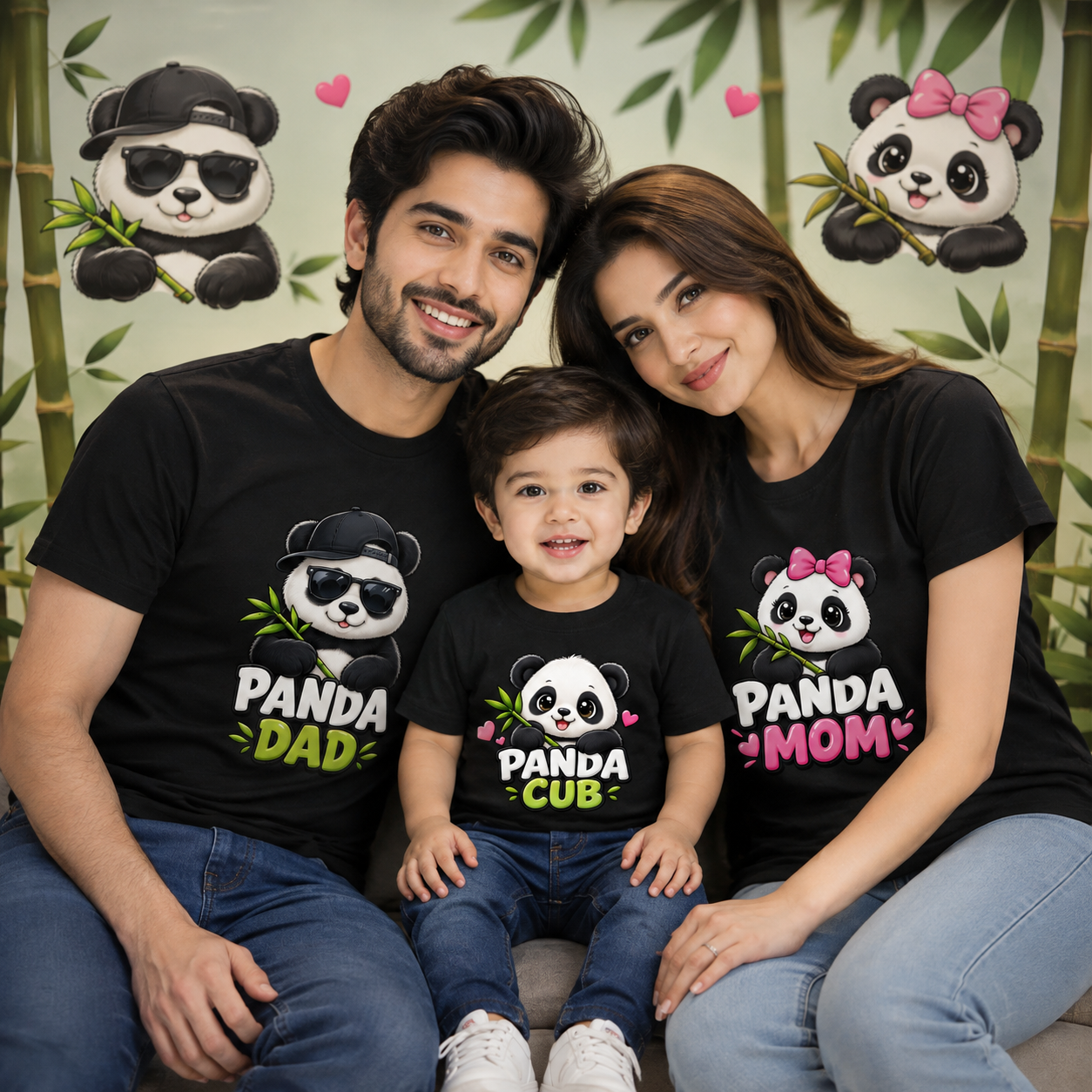 Panda Family Matching T-Shirts/ Pack of 3