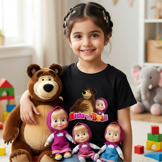 Masha and the Bear Print T-Shirt