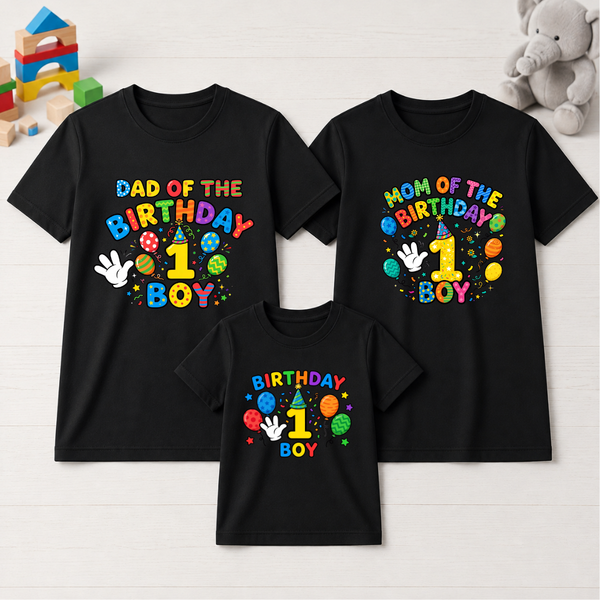 Family Birthday T-Shirts – Dad, Mom & Birthday Boy Matching Tees