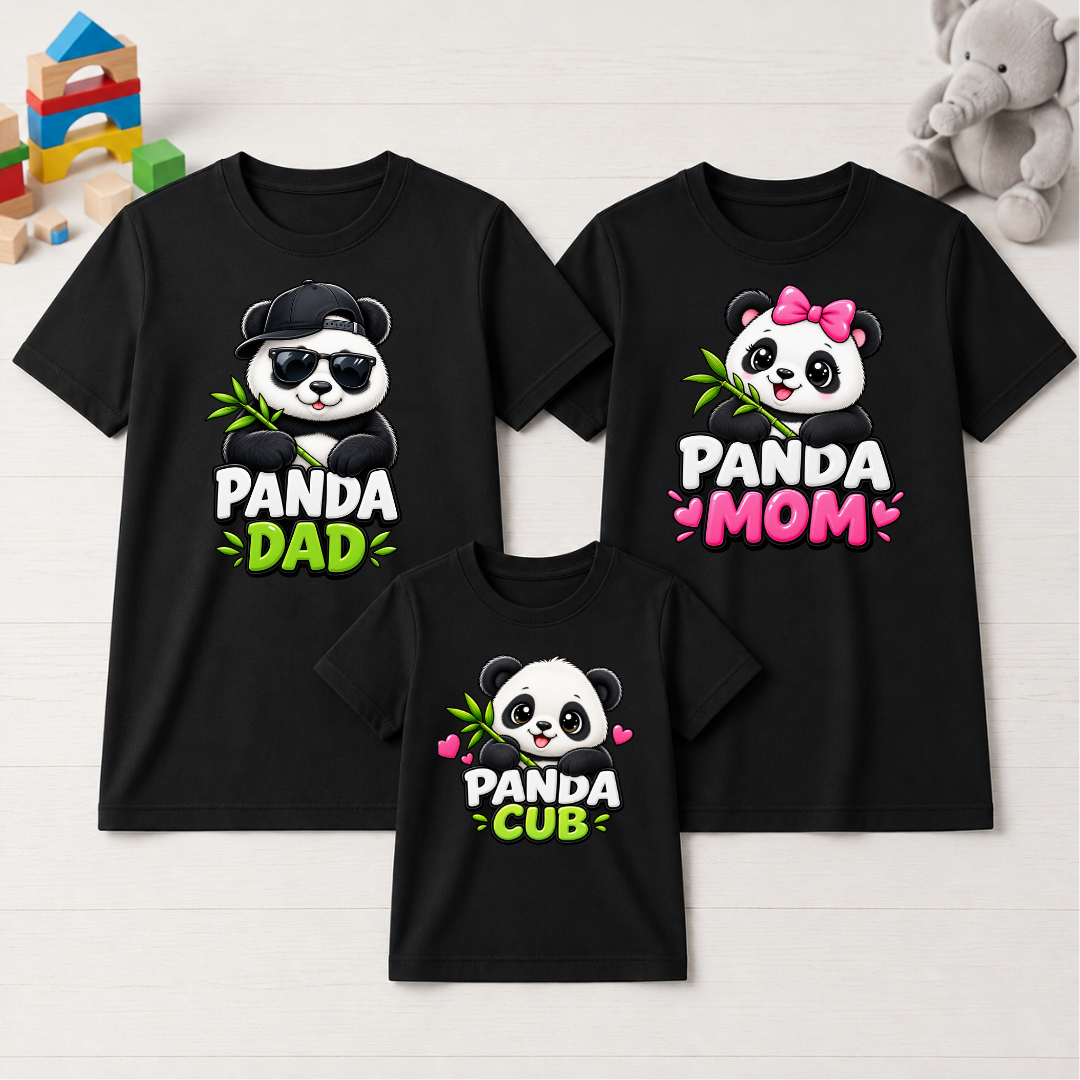 Panda Family Matching T-Shirts/ Pack of 3