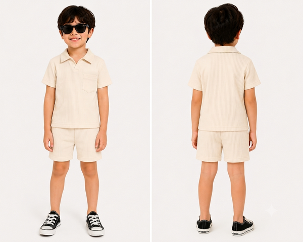 Premium Boys plain  Polo & Shorts Set