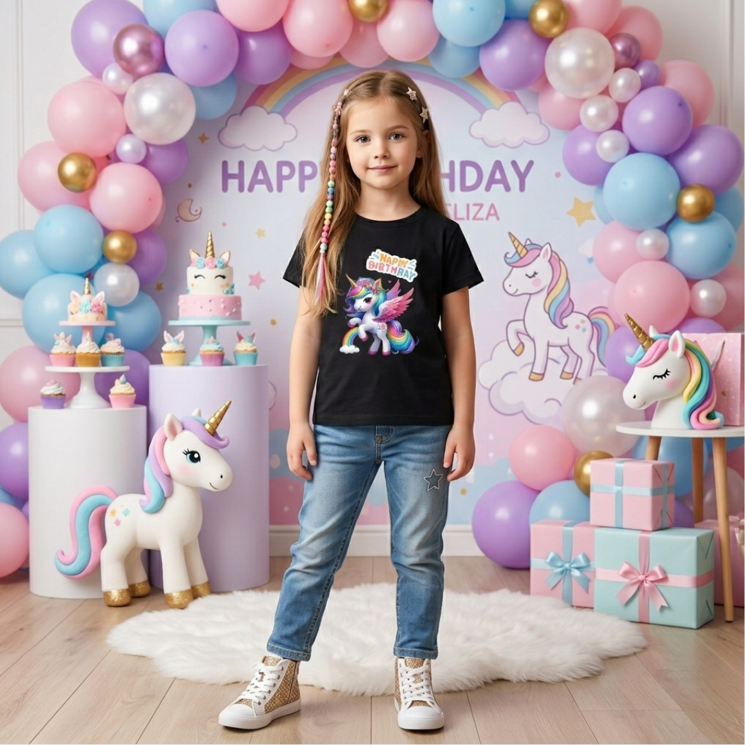 Unicorn Theme Birthday T-Shirt